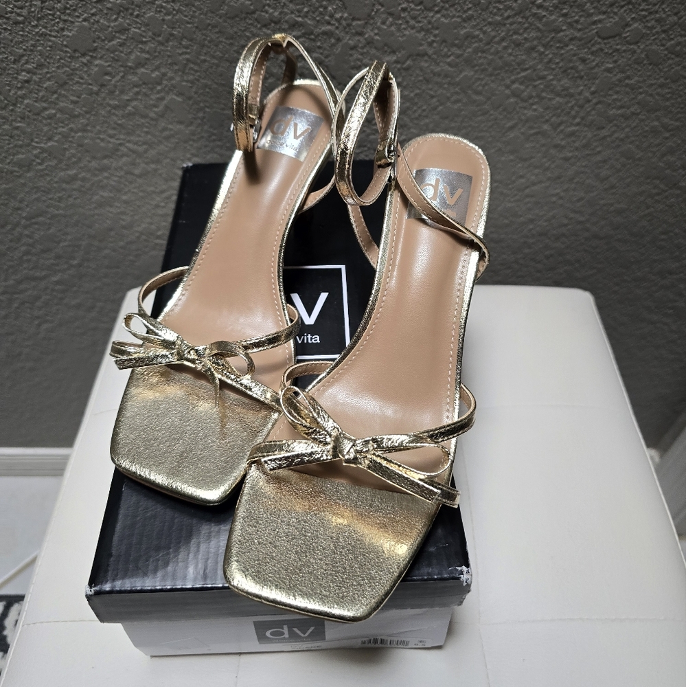 DV by Dolce Vita Zidane Gold Strappy Heels for Women